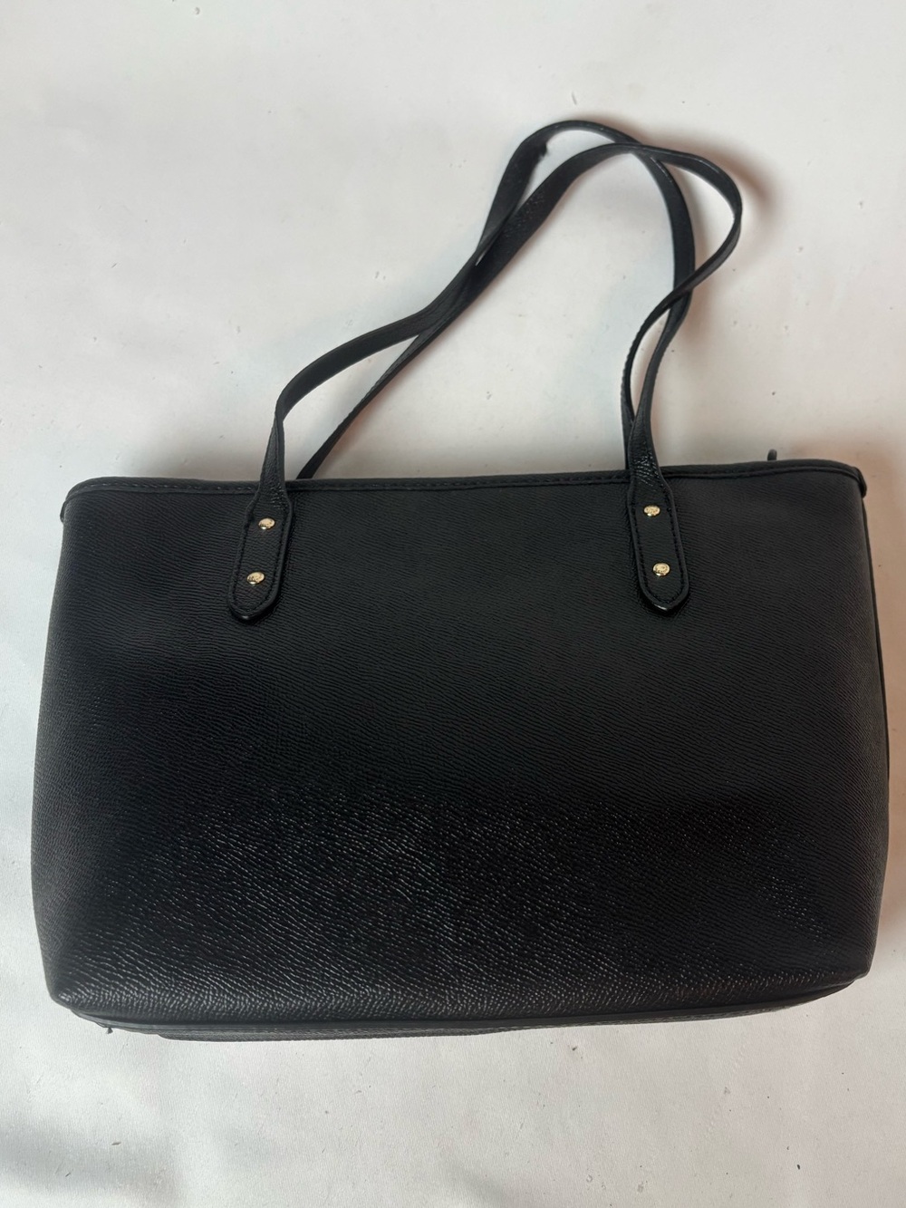 Coach Mini City Tote Black Cross Grain Leather Top Handle Top Zip #22967 - Picture 2 of 11